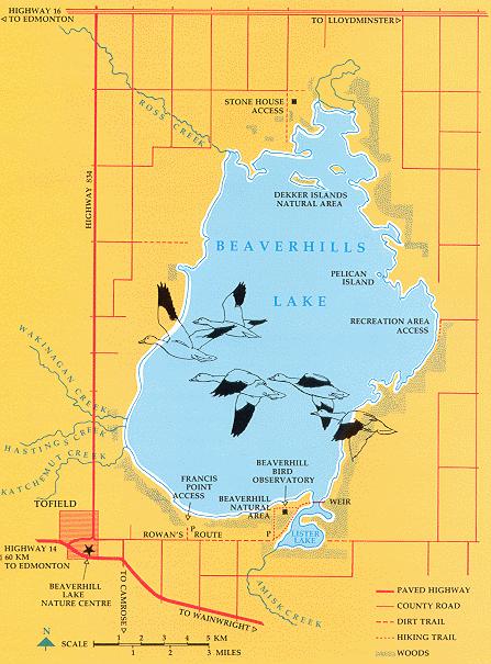 Map of Beaverhill Lake and Toefield